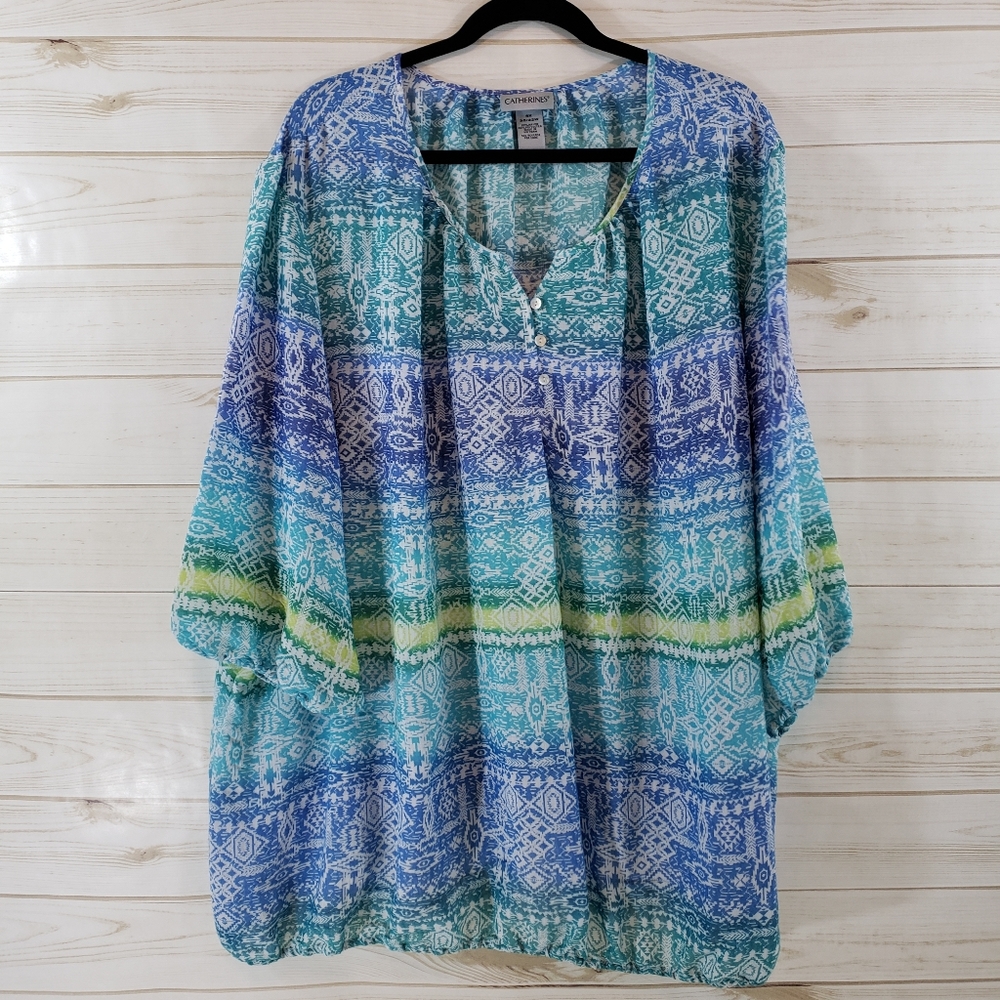 Catherines 4X Sheer Gathered Top